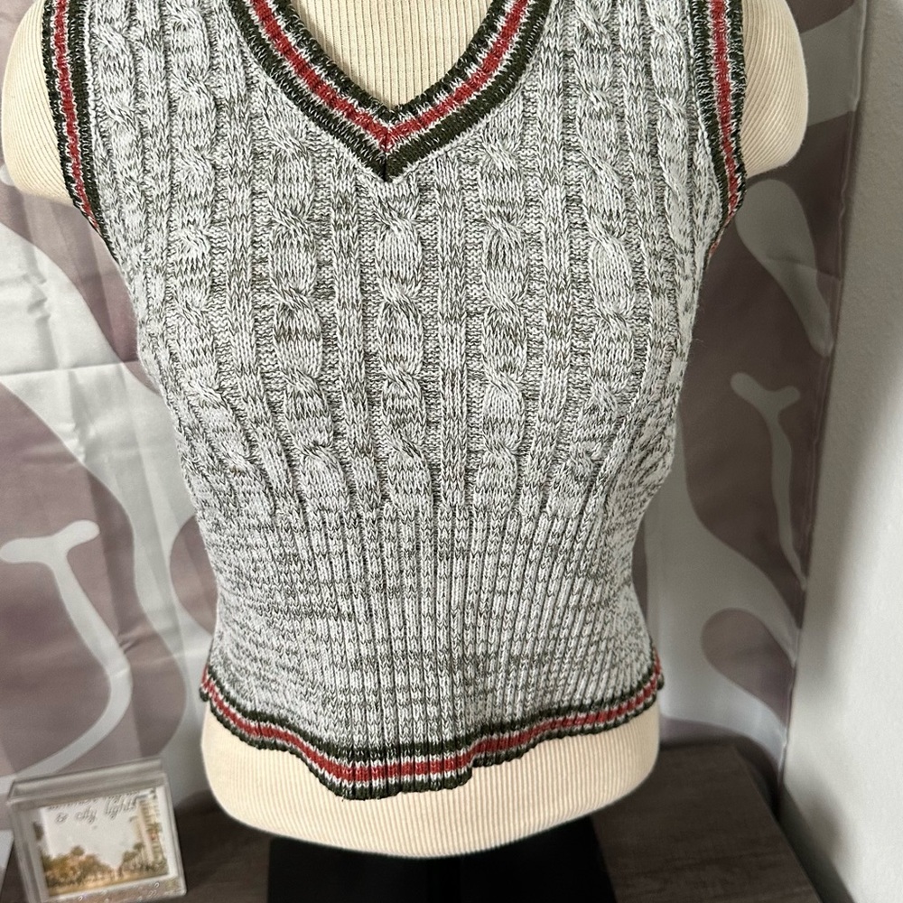 Gray Cable Knit Crop Top